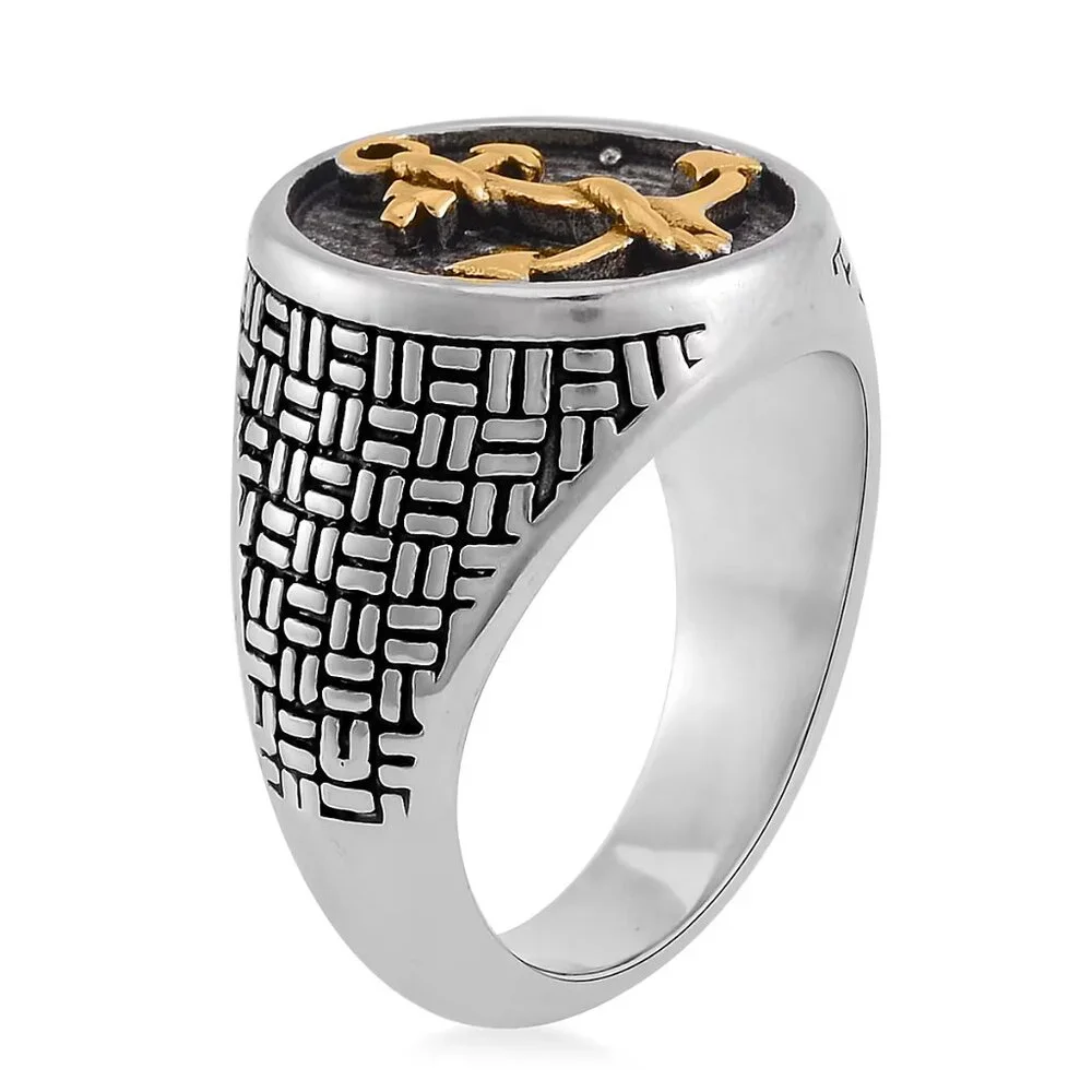 Men's Anchor Nautical Style Carved Ring in Stainless Steel Size 12